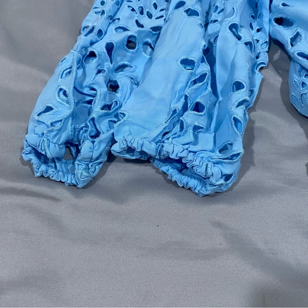 LILLY PULITZER Zia Long Sleeve Eyelet Midi Dress in Hydra Blue - Picture 16 of 16